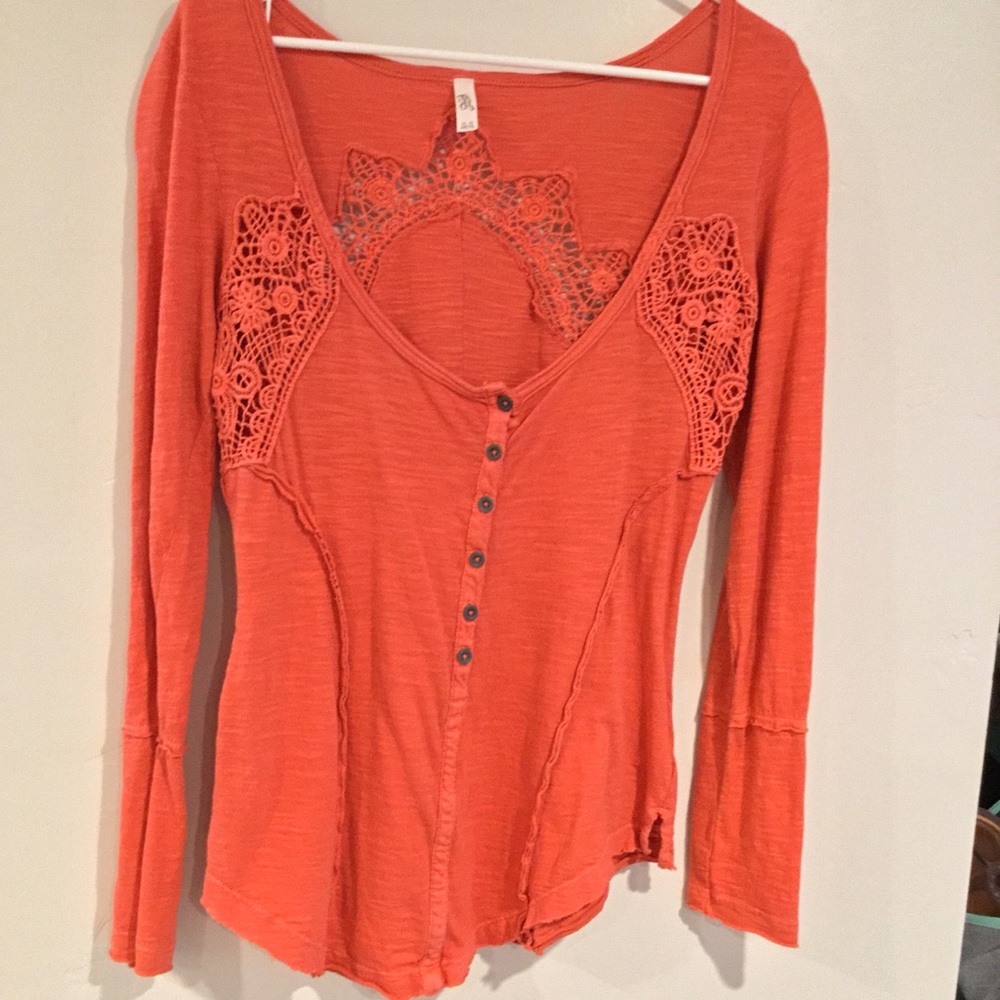 Orange Lace Boho Shirt